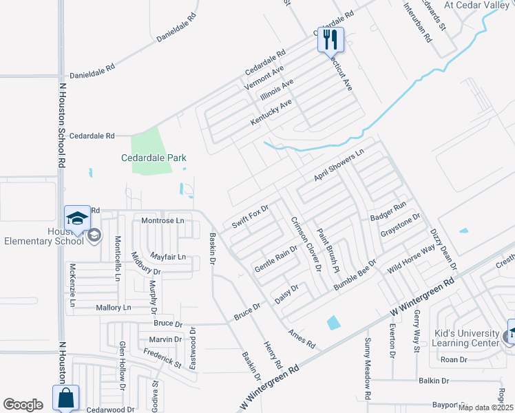 map of restaurants, bars, coffee shops, grocery stores, and more near 1413 Swift Fox Drive in Lancaster