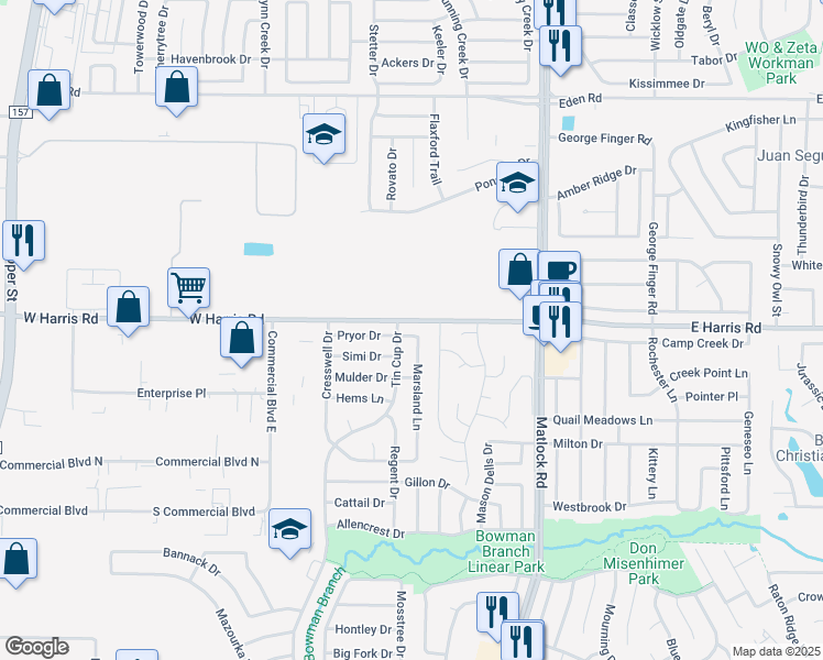 map of restaurants, bars, coffee shops, grocery stores, and more near 815 Pryor Drive in Arlington