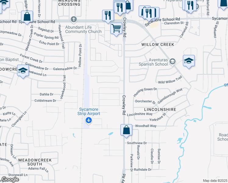 map of restaurants, bars, coffee shops, grocery stores, and more near 2024 Matador Ranch Road in Fort Worth