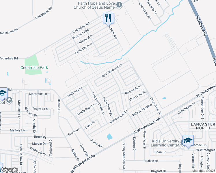 map of restaurants, bars, coffee shops, grocery stores, and more near 1229 Spring Water Drive in Lancaster