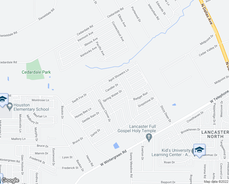 map of restaurants, bars, coffee shops, grocery stores, and more near 1229 Spring Water Drive in Lancaster