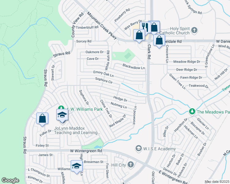 map of restaurants, bars, coffee shops, grocery stores, and more near 7206 Flameleaf Place in Dallas