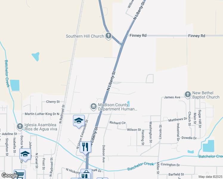 map of restaurants, bars, coffee shops, grocery stores, and more near 3536 North Liberty Street in Canton