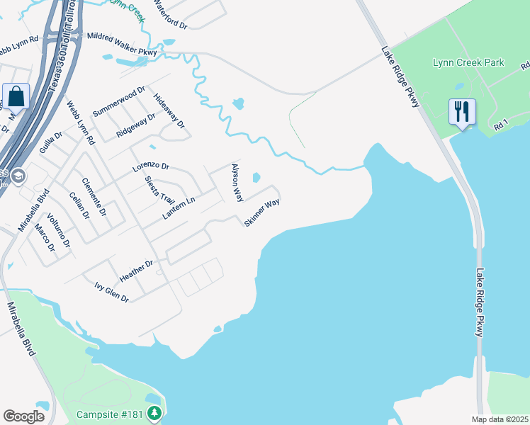 map of restaurants, bars, coffee shops, grocery stores, and more near 5755 Skinner Way in Grand Prairie