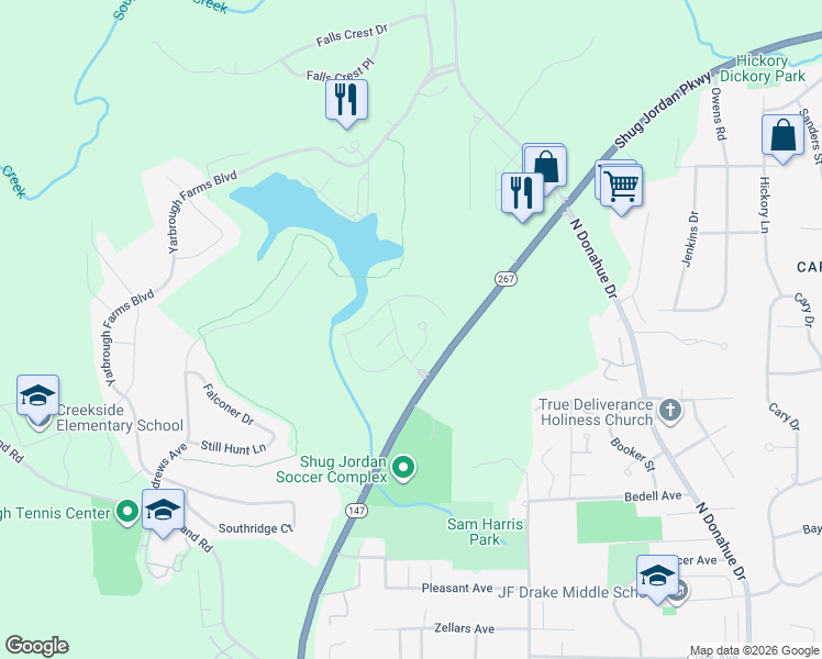 map of restaurants, bars, coffee shops, grocery stores, and more near 1085 Northpointe Circle in Auburn