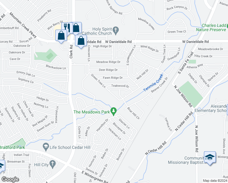 map of restaurants, bars, coffee shops, grocery stores, and more near 1826 Green Tree Lane in Duncanville