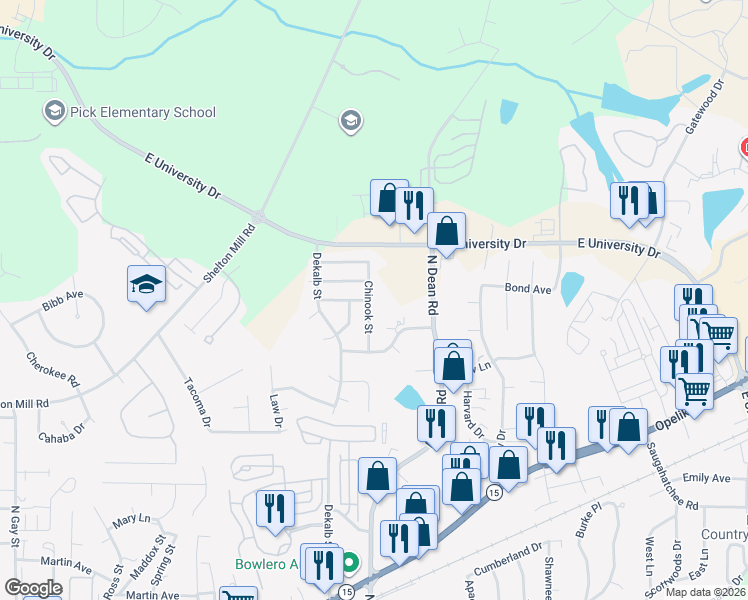 map of restaurants, bars, coffee shops, grocery stores, and more near 1048 Chinook Street in Auburn