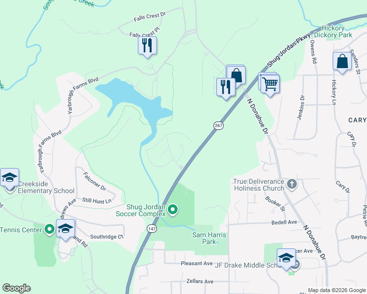 map of restaurants, bars, coffee shops, grocery stores, and more near 1085 Northpointe Circle in Auburn