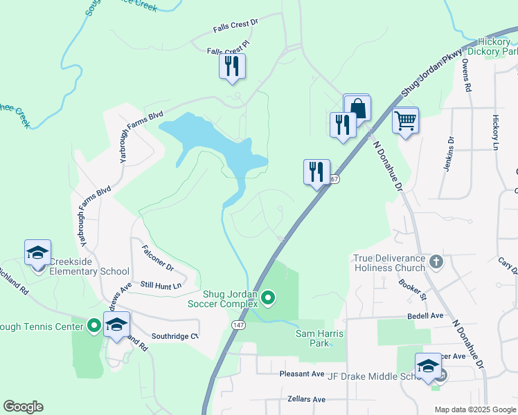 map of restaurants, bars, coffee shops, grocery stores, and more near 1071 Northpointe Drive in Auburn