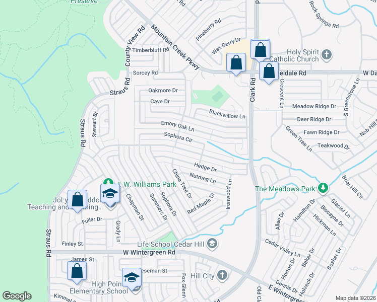 map of restaurants, bars, coffee shops, grocery stores, and more near 7226 Flameleaf Place in Dallas