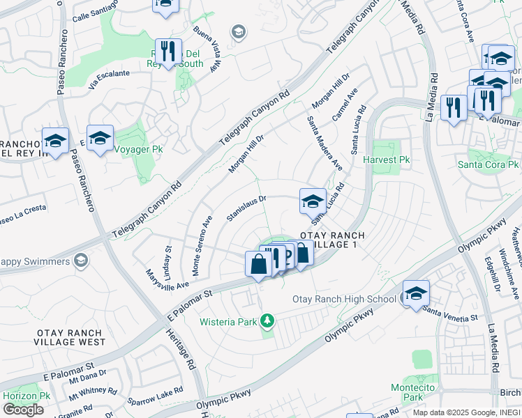 map of restaurants, bars, coffee shops, grocery stores, and more near 1284 Saint Helena Avenue in Chula Vista