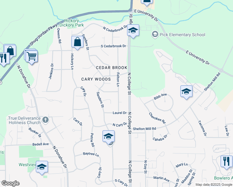 map of restaurants, bars, coffee shops, grocery stores, and more near 1031 Felton Lane in Auburn