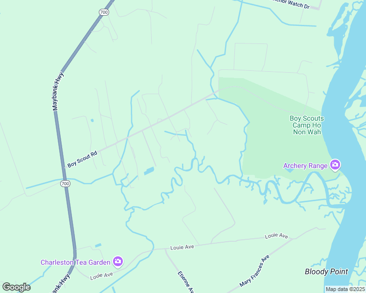 map of restaurants, bars, coffee shops, grocery stores, and more near 6530 Bradley Johnson Lane in Wadmalaw Island