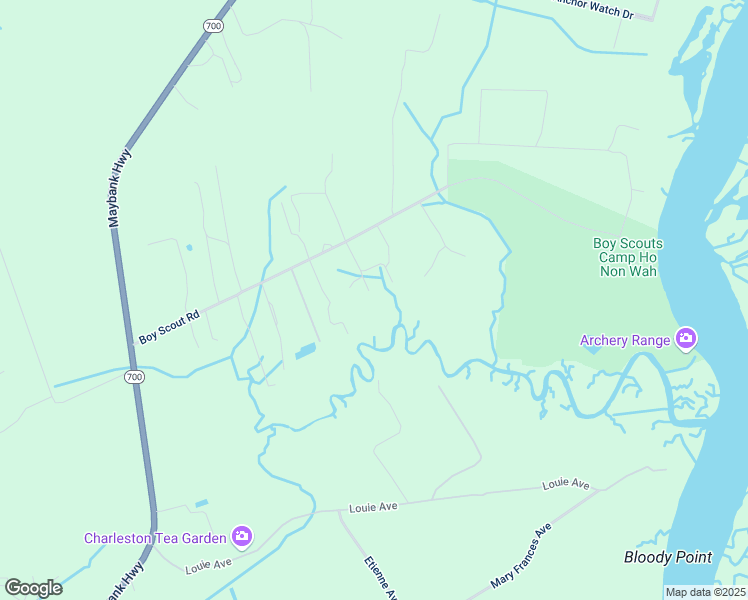 map of restaurants, bars, coffee shops, grocery stores, and more near 6530 Bradley Johnson Lane in Wadmalaw Island