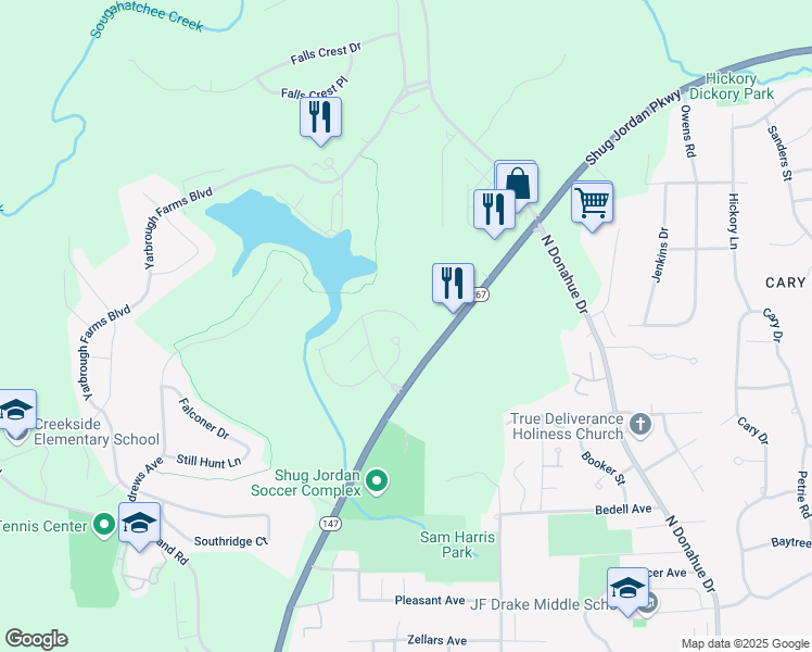 map of restaurants, bars, coffee shops, grocery stores, and more near 1132 Northlake Drive in Auburn