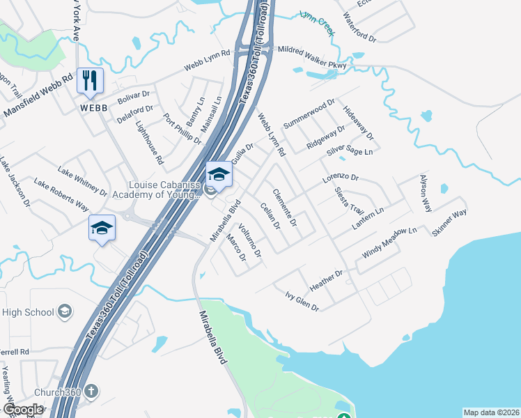 map of restaurants, bars, coffee shops, grocery stores, and more near 2971 Celian Drive in Grand Prairie
