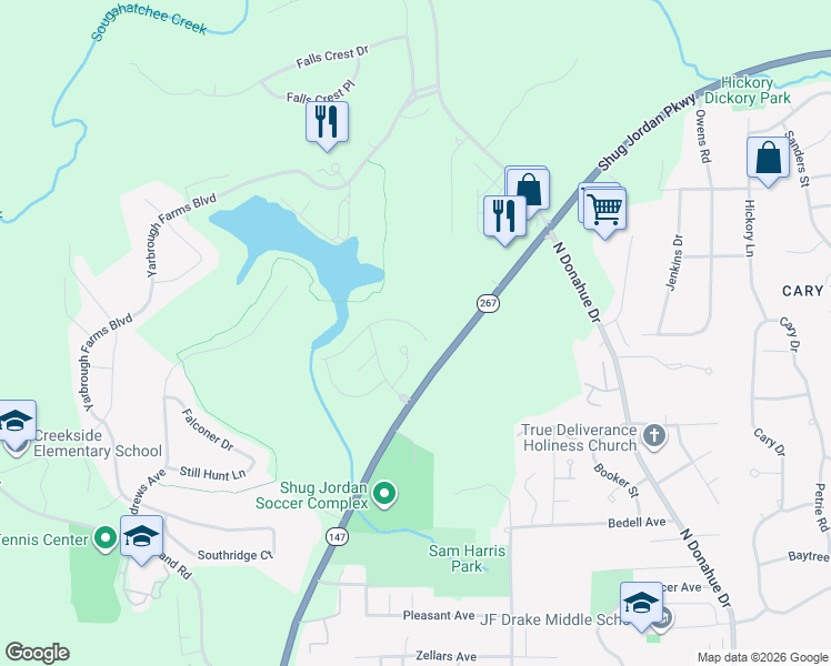 map of restaurants, bars, coffee shops, grocery stores, and more near 1132 Northlake Drive in Auburn