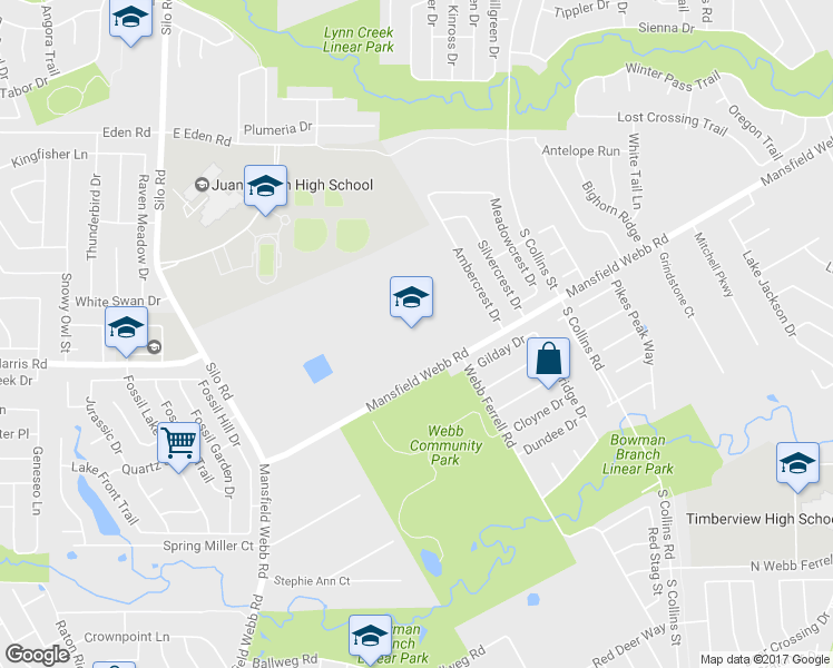 map of restaurants, bars, coffee shops, grocery stores, and more near 1201 Mansfield Webb Road in Arlington