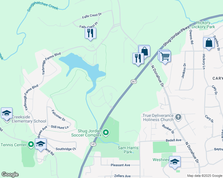 map of restaurants, bars, coffee shops, grocery stores, and more near 1132 Northlake Drive in Auburn