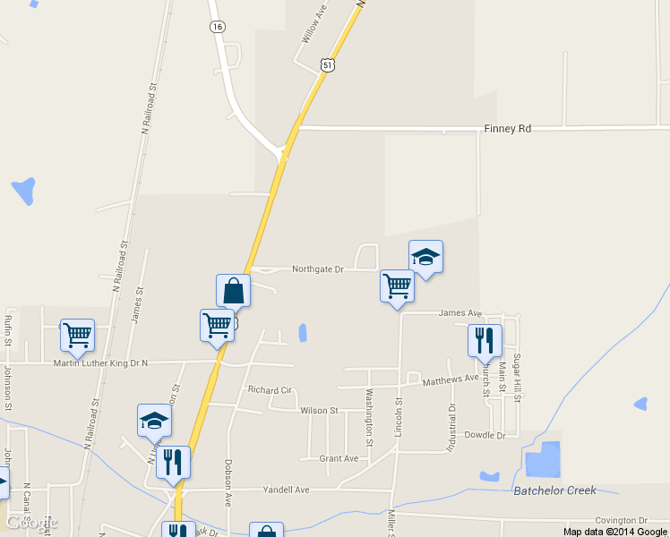 map of restaurants, bars, coffee shops, grocery stores, and more near 136 Northgate Drive in Canton
