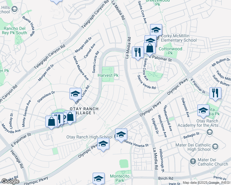 map of restaurants, bars, coffee shops, grocery stores, and more near 1616 Gold Run Road in Chula Vista