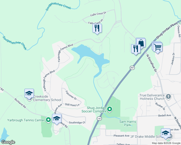 map of restaurants, bars, coffee shops, grocery stores, and more near 1204 Northlake Drive in Auburn