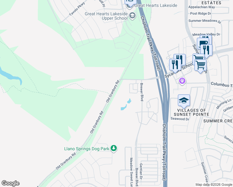 map of restaurants, bars, coffee shops, grocery stores, and more near 8001 Old Granbury Road in Fort Worth