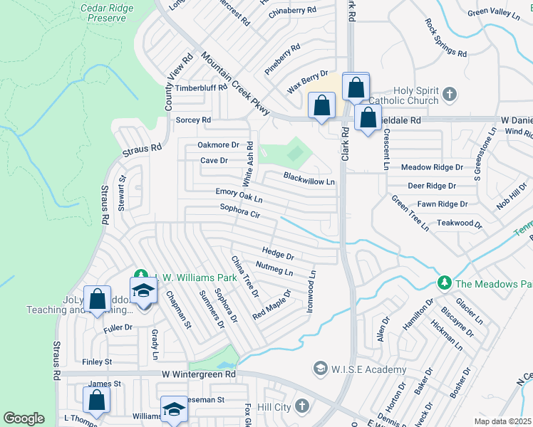 map of restaurants, bars, coffee shops, grocery stores, and more near 9835 Sophora Circle in Dallas