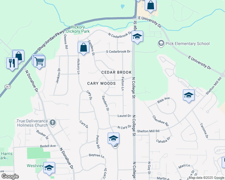 map of restaurants, bars, coffee shops, grocery stores, and more near 205 Timberdale Court in Auburn