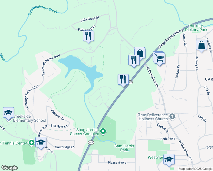 map of restaurants, bars, coffee shops, grocery stores, and more near 1150 Northlake Drive in Auburn