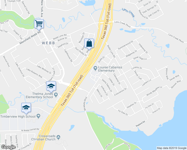 map of restaurants, bars, coffee shops, grocery stores, and more near 6080 Mirabella Boulevard in Grand Prairie