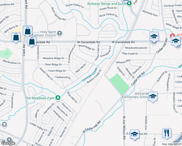 map of restaurants, bars, coffee shops, grocery stores, and more near 1614 Green Tree Ln in Duncanville
