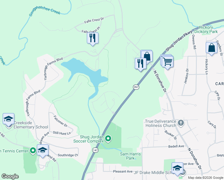 map of restaurants, bars, coffee shops, grocery stores, and more near 1132 Northlake Drive in Auburn