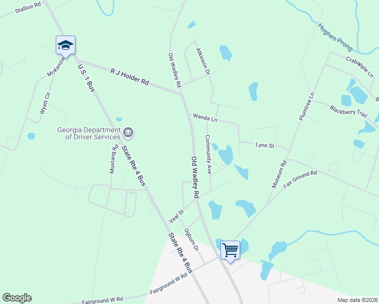 map of restaurants, bars, coffee shops, grocery stores, and more near 983 Old Wadley Road in Swainsboro