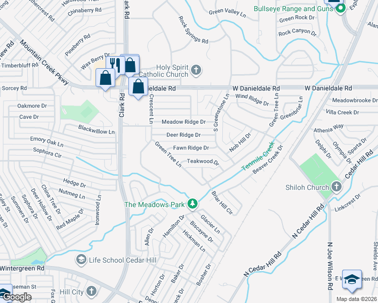 map of restaurants, bars, coffee shops, grocery stores, and more near 1214 Fawn Ridge Drive in Duncanville