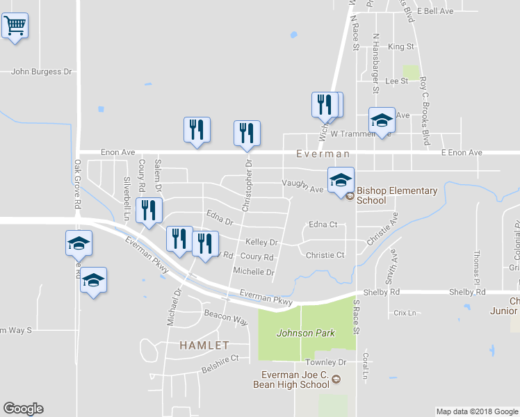 map of restaurants, bars, coffee shops, grocery stores, and more near 828 Marlene Drive in Fort Worth