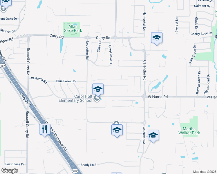 map of restaurants, bars, coffee shops, grocery stores, and more near 2830 Long Slope Road in Arlington