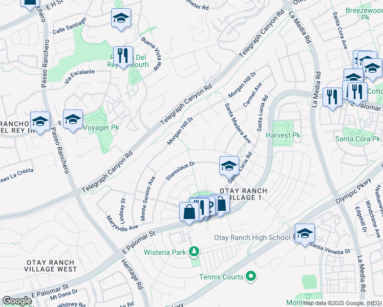 map of restaurants, bars, coffee shops, grocery stores, and more near 1402 Antioch Avenue in Chula Vista