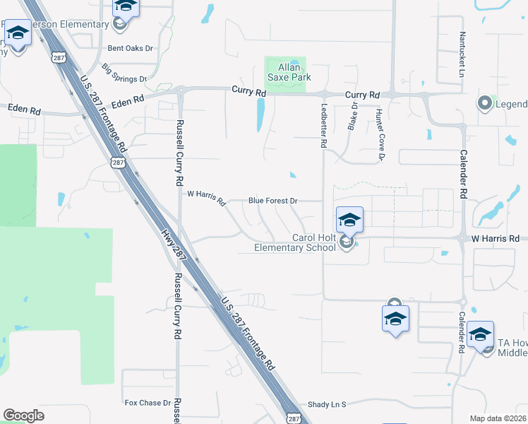 map of restaurants, bars, coffee shops, grocery stores, and more near 7106 Forestwind Court in Arlington