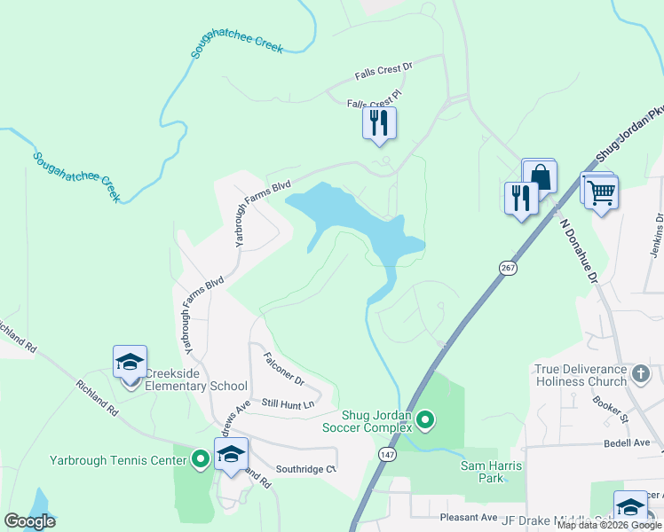 map of restaurants, bars, coffee shops, grocery stores, and more near 1204 Northlake Drive in Auburn