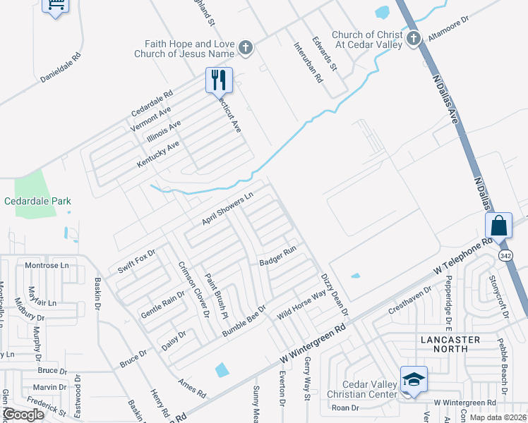 map of restaurants, bars, coffee shops, grocery stores, and more near 1018 Blackberry Trail in Lancaster