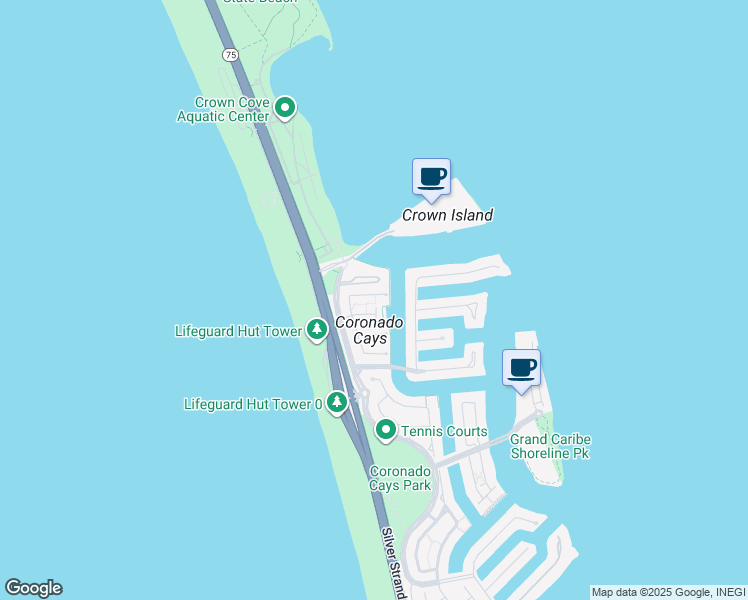 map of restaurants, bars, coffee shops, grocery stores, and more near 79 Half Moon Bend in Coronado