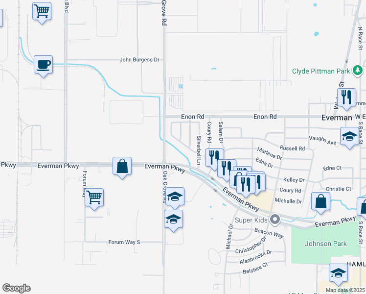 map of restaurants, bars, coffee shops, grocery stores, and more near 8532 Cherry Bark Lane in Fort Worth