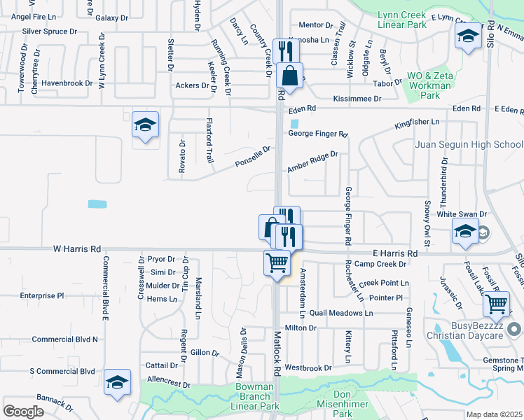 map of restaurants, bars, coffee shops, grocery stores, and more near 7000 Matlock Road in Arlington