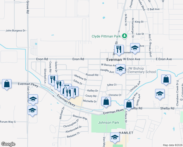 map of restaurants, bars, coffee shops, grocery stores, and more near 824 Vaughn Avenue in Fort Worth