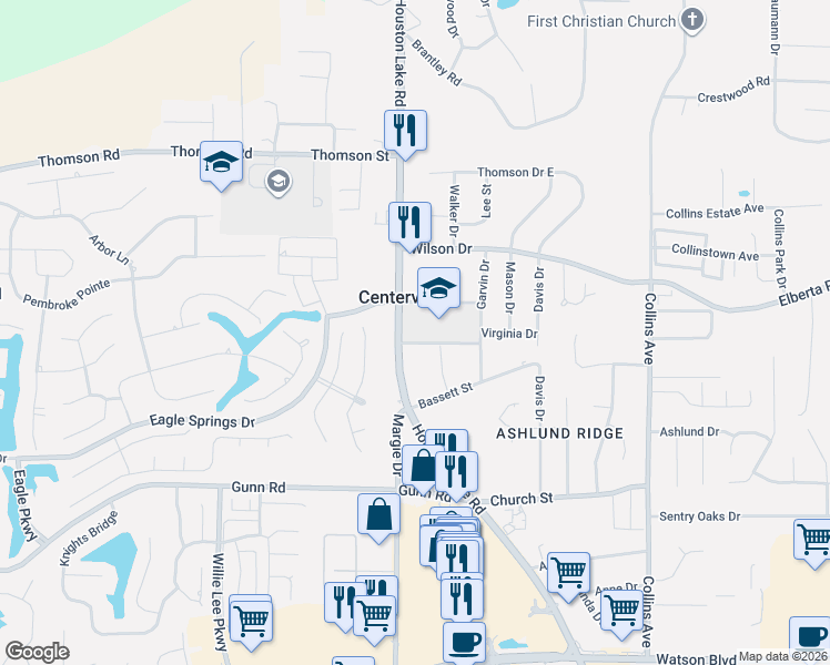 map of restaurants, bars, coffee shops, grocery stores, and more near in Centerville