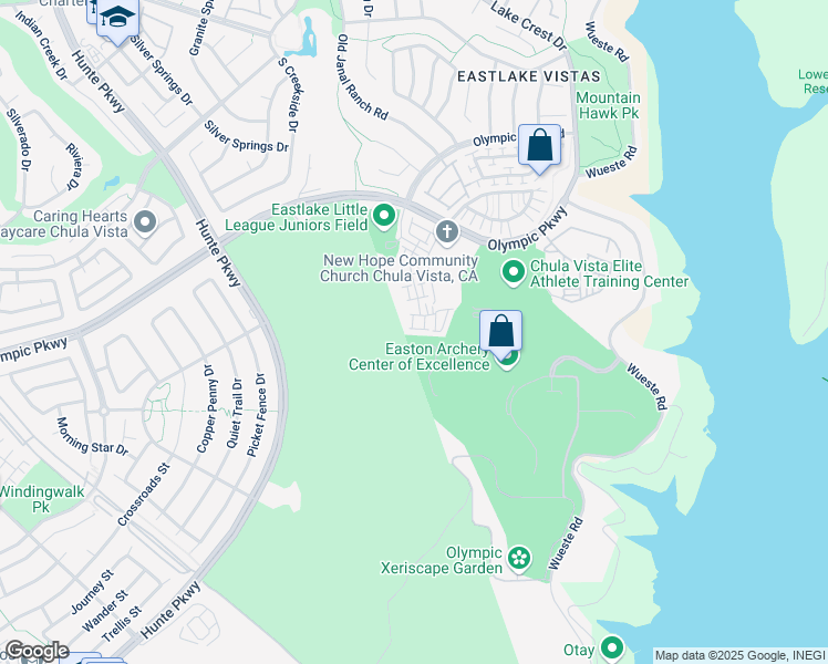 map of restaurants, bars, coffee shops, grocery stores, and more near 1640 Burr Oak Place in Chula Vista