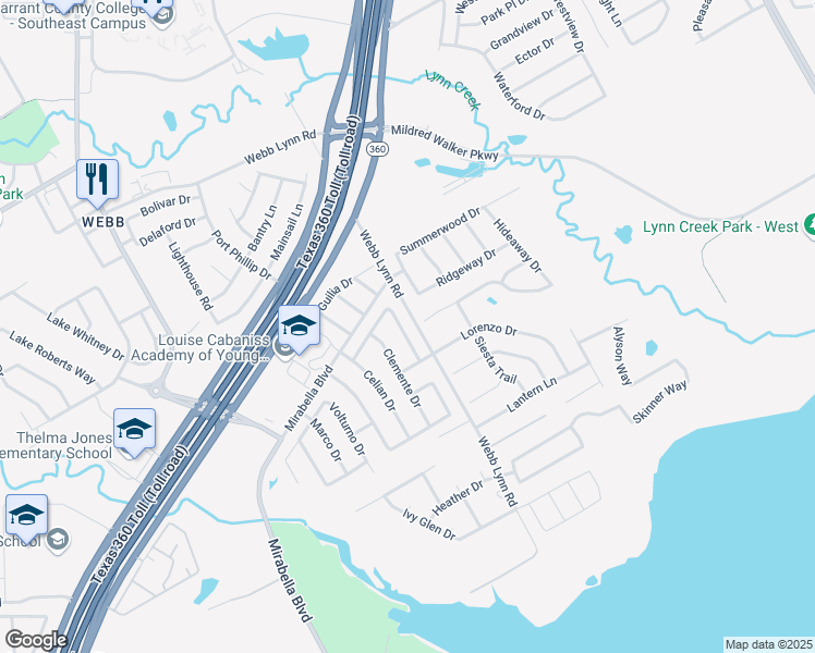 map of restaurants, bars, coffee shops, grocery stores, and more near 3032 Cesareo Drive in Grand Prairie