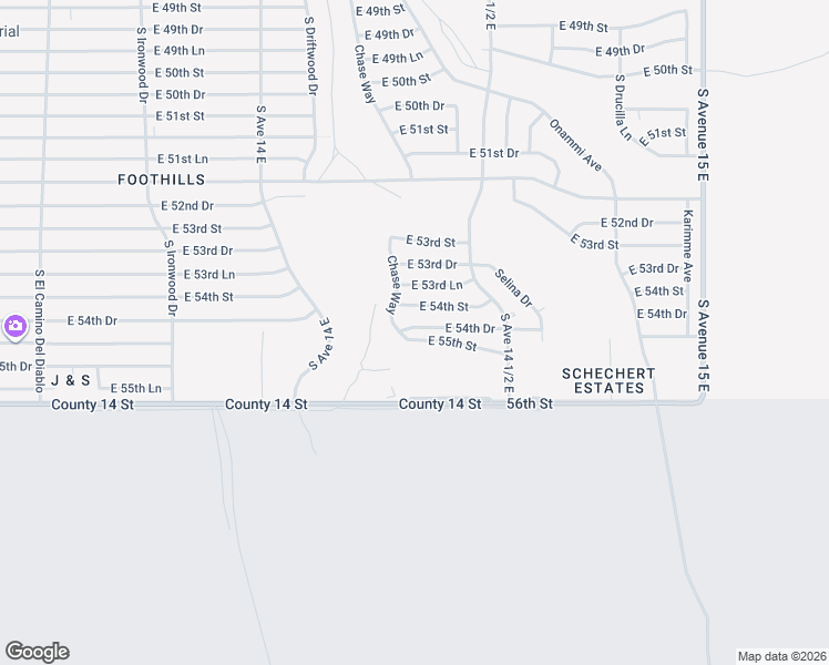 map of restaurants, bars, coffee shops, grocery stores, and more near 14375 East 54th Drive in Yuma