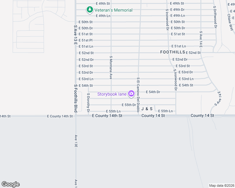 map of restaurants, bars, coffee shops, grocery stores, and more near 13323-13499 54th Drive in Yuma